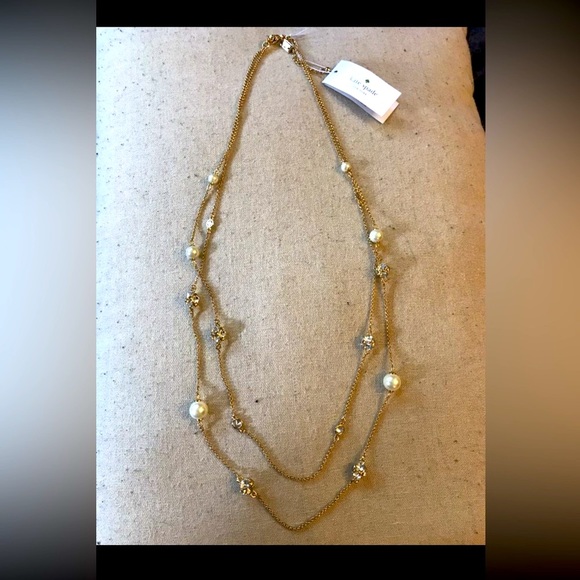 Kate Spade Lady Marmalade Long Layered Pearl gold necklace - Picture 1 of 3